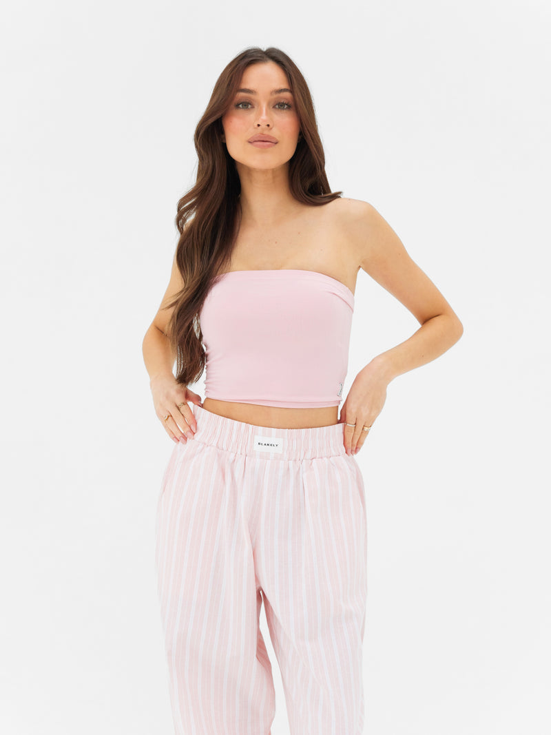 Elena Stripe Trousers - Light Pink