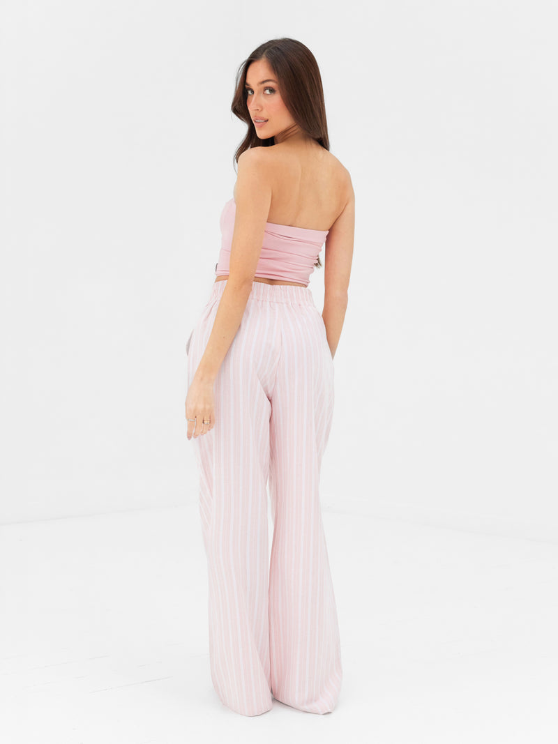 Elena Stripe Trousers - Light Pink