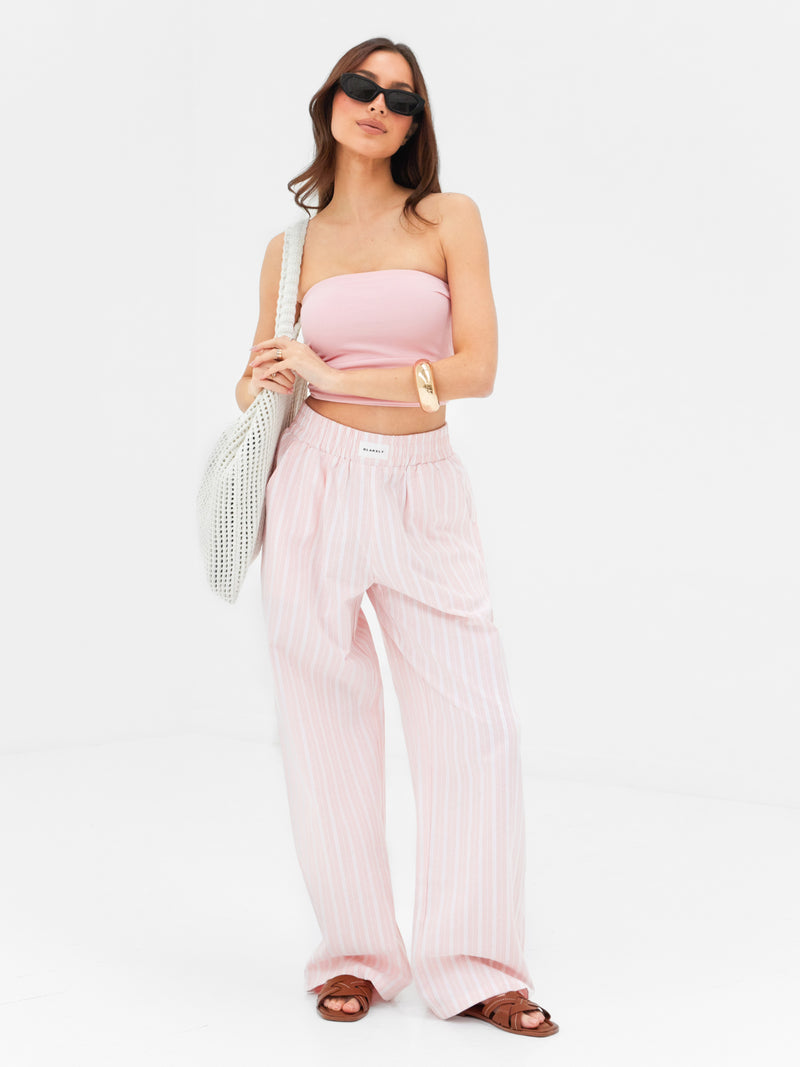 Elena Stripe Trousers - Light Pink