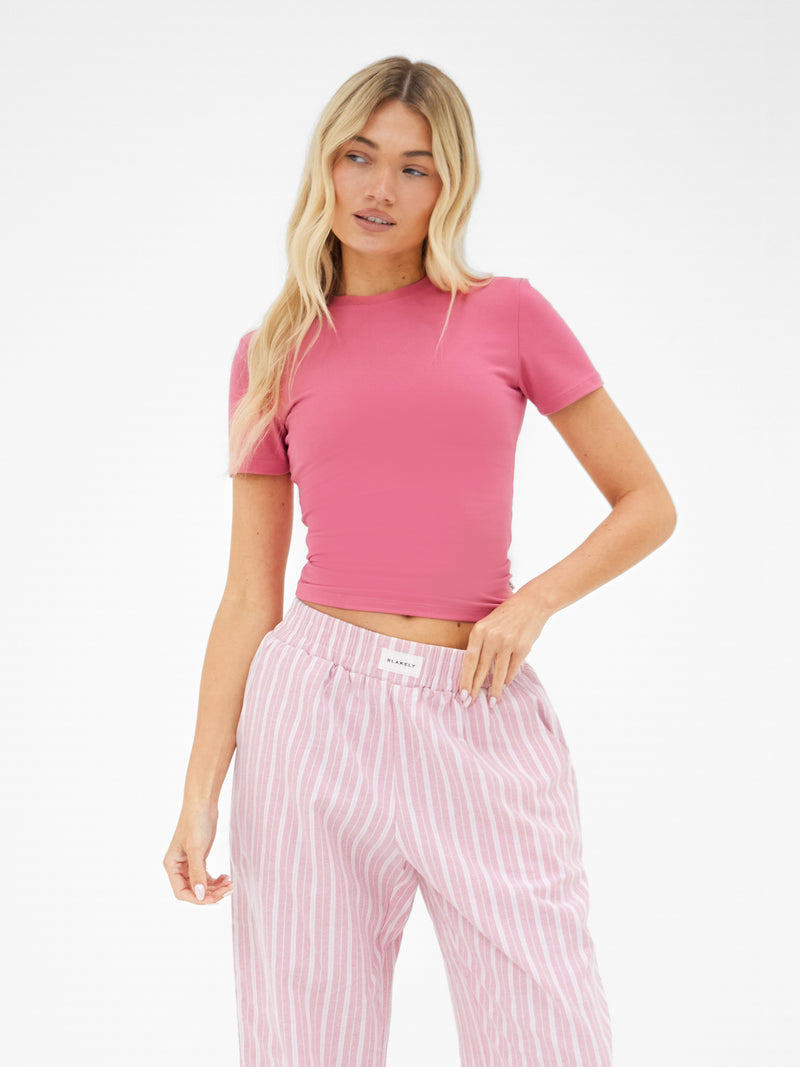 Elena Stripe Trousers - Pink
