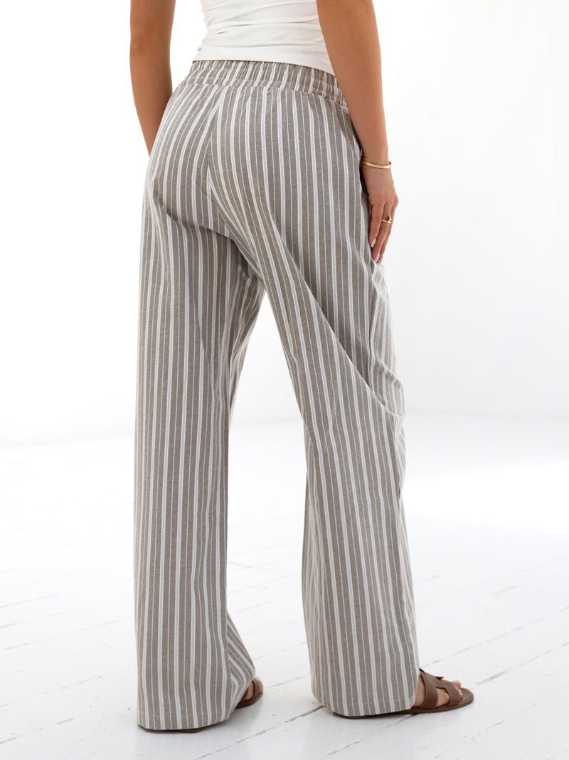 Elena Stripe Trousers - Light Brown