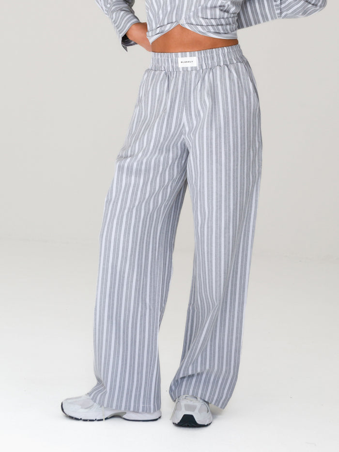 Elena Stripe Trousers - Grey