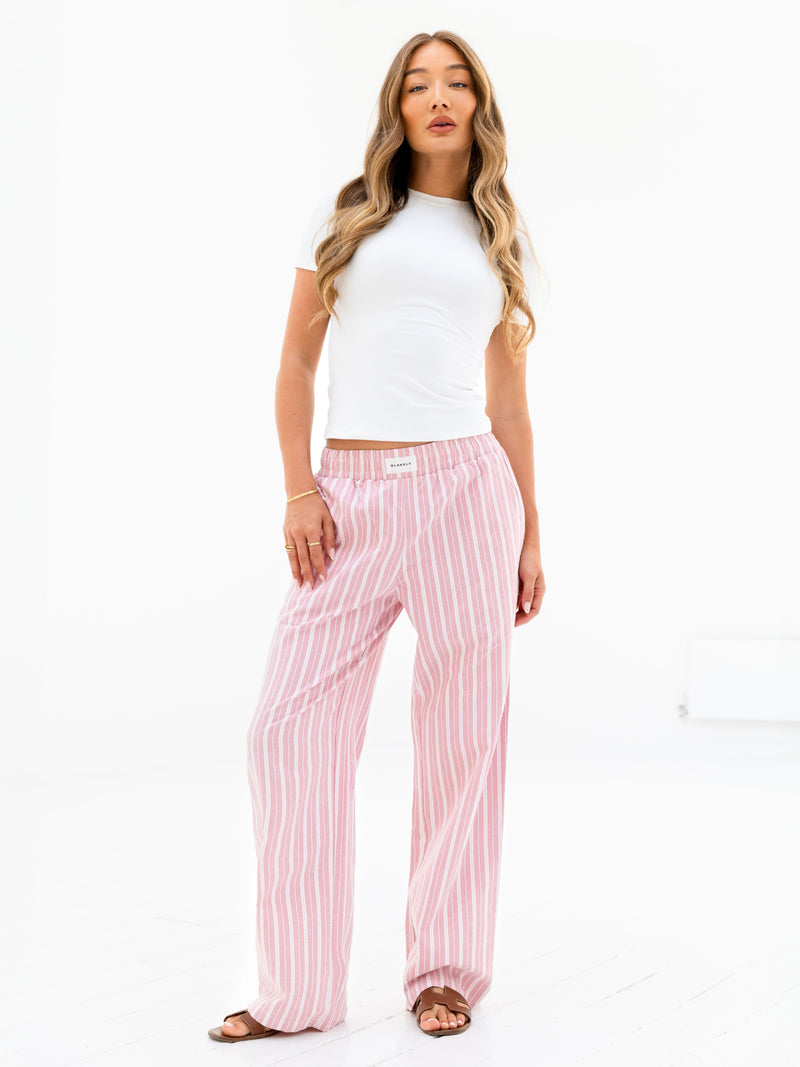 Elena Stripe Trousers - Pink