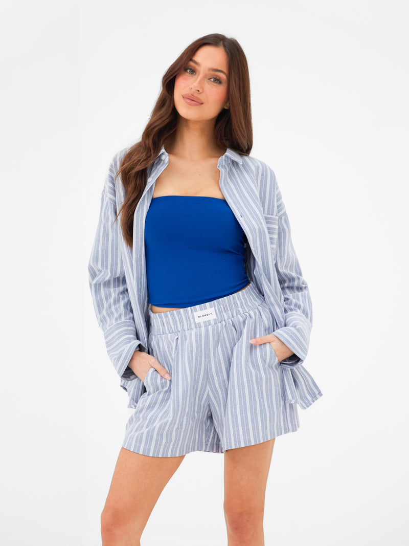 Elena Stripe Shorts - Blue
