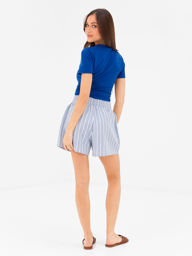 Elena Stripe Shorts - Blue