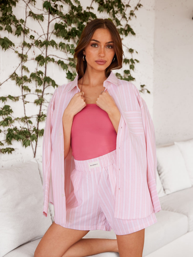 Elena Stripe Shorts - Pink