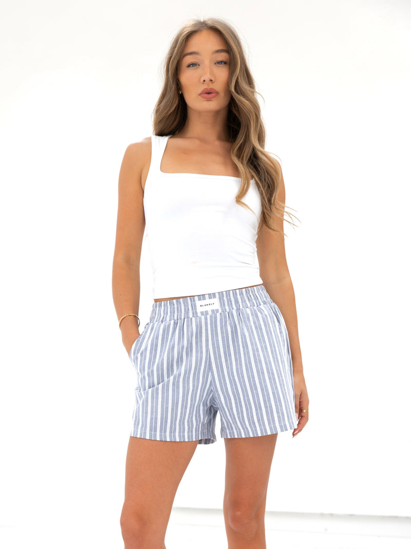 Elena Stripe Shorts - Blue