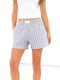Elena Stripe Shorts - Grey