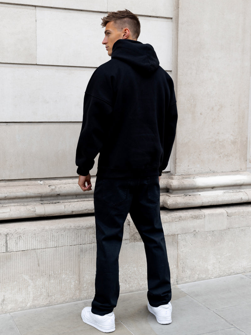 Rhys Relaxed Hoodie - Black