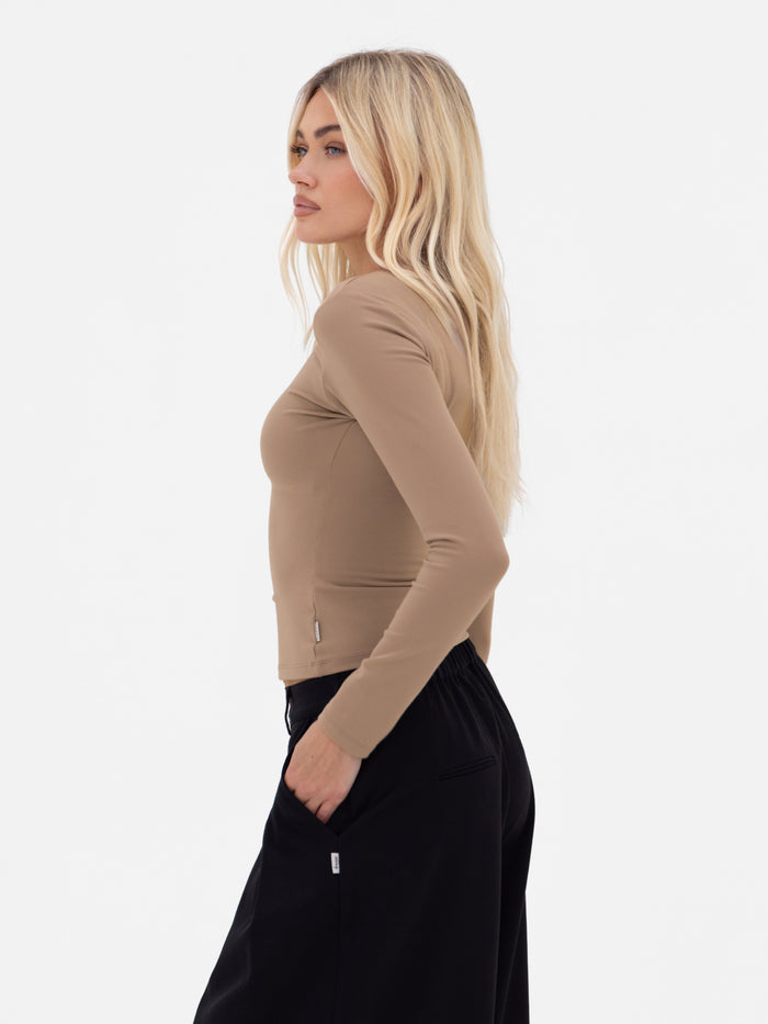 Lucia Long Sleeve Top - Tan