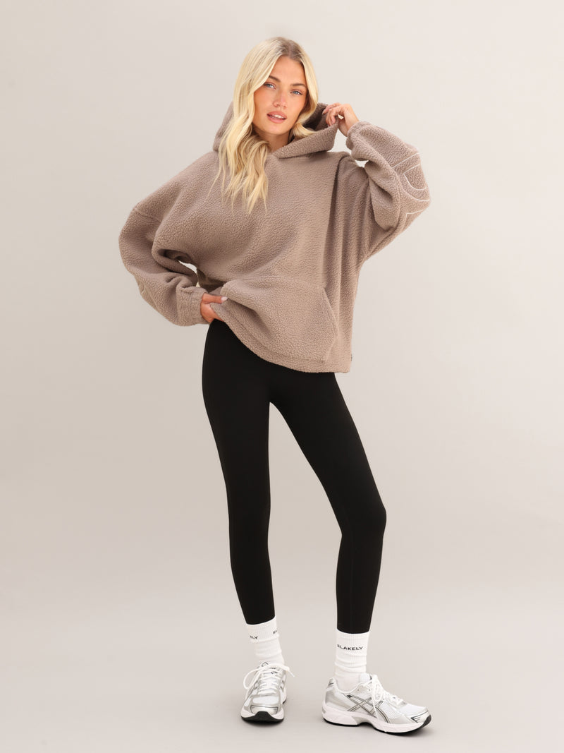 Borg Isabel Oversized Hoodie - Soft Brown