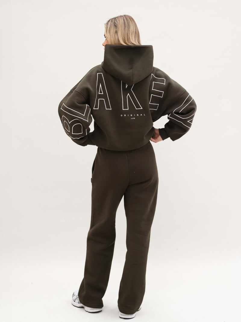 Embroidered Isabel Oversized Hoodie - Deep Brown