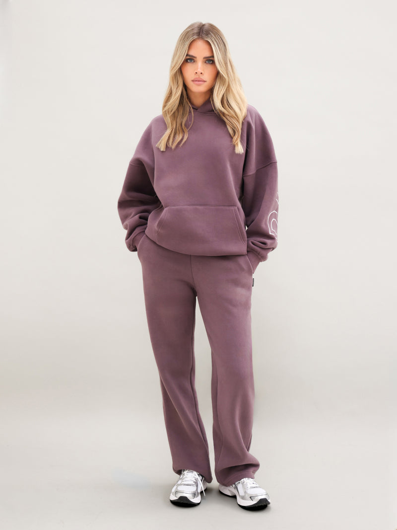 Embroidered Isabel Oversized Hoodie - Washed Plum