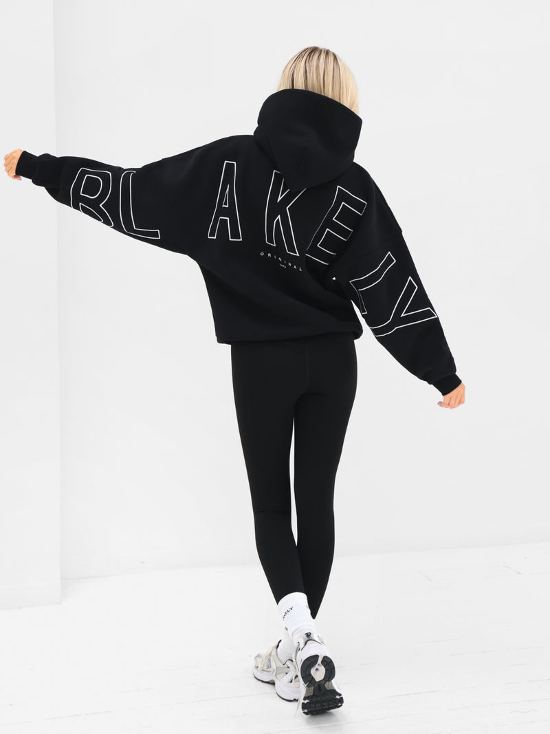 Embroidered Isabel Oversized Hoodie - Black