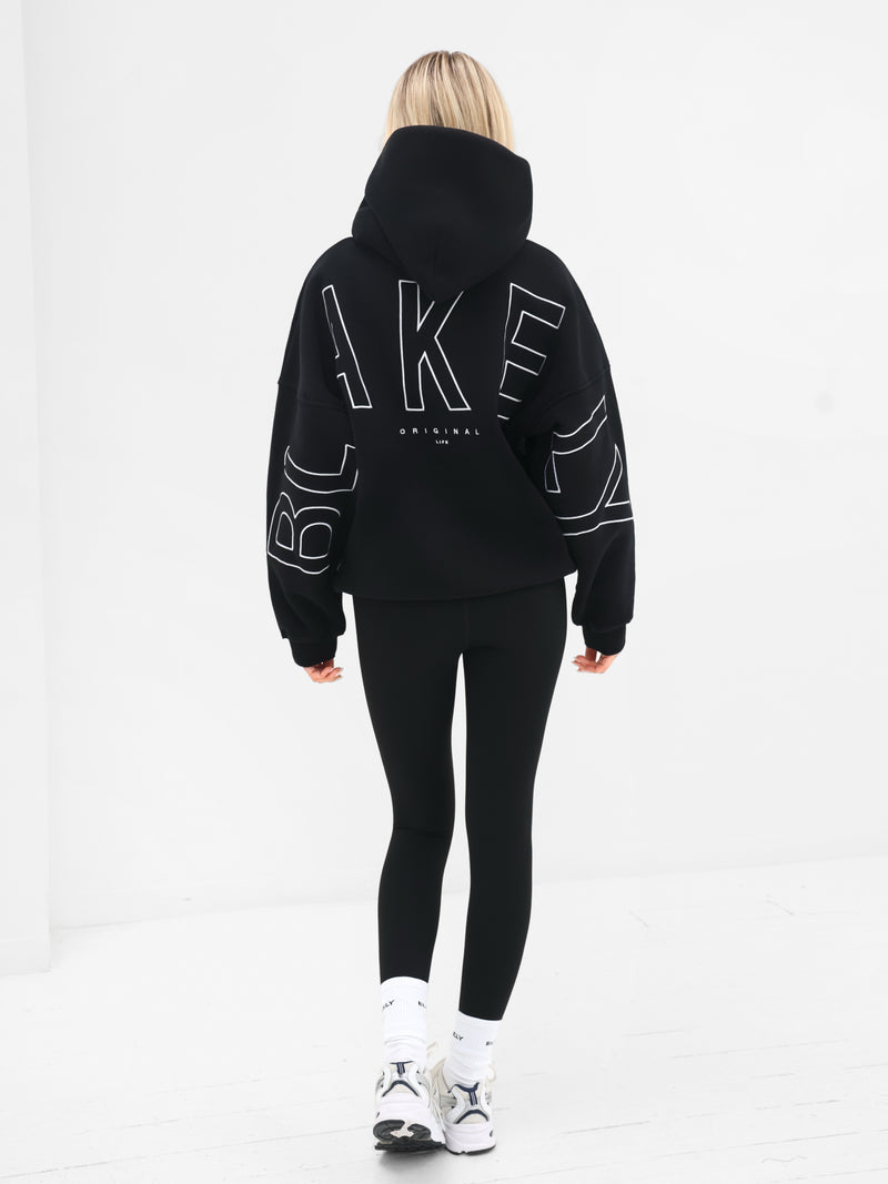Embroidered Isabel Oversized Hoodie - Black