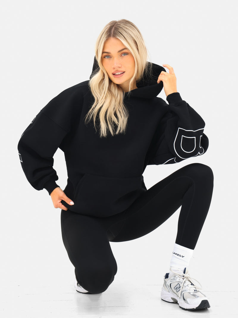 Embroidered Isabel Oversized Hoodie - Black