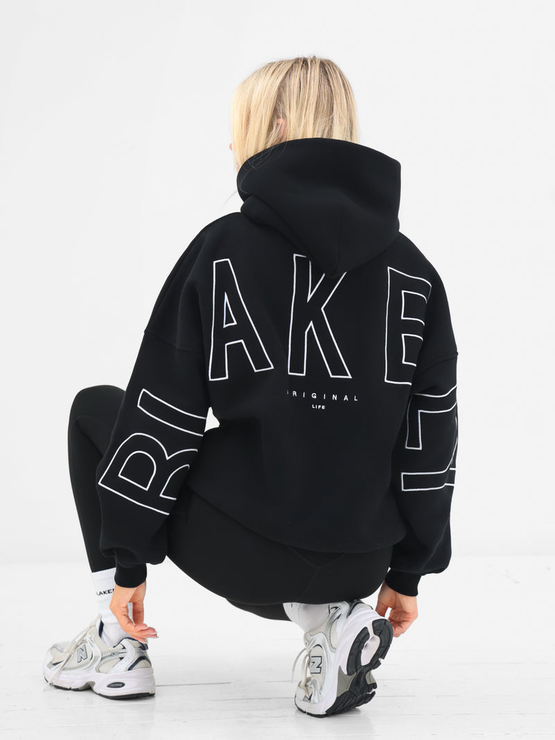 Embroidered Isabel Oversized Hoodie - Black