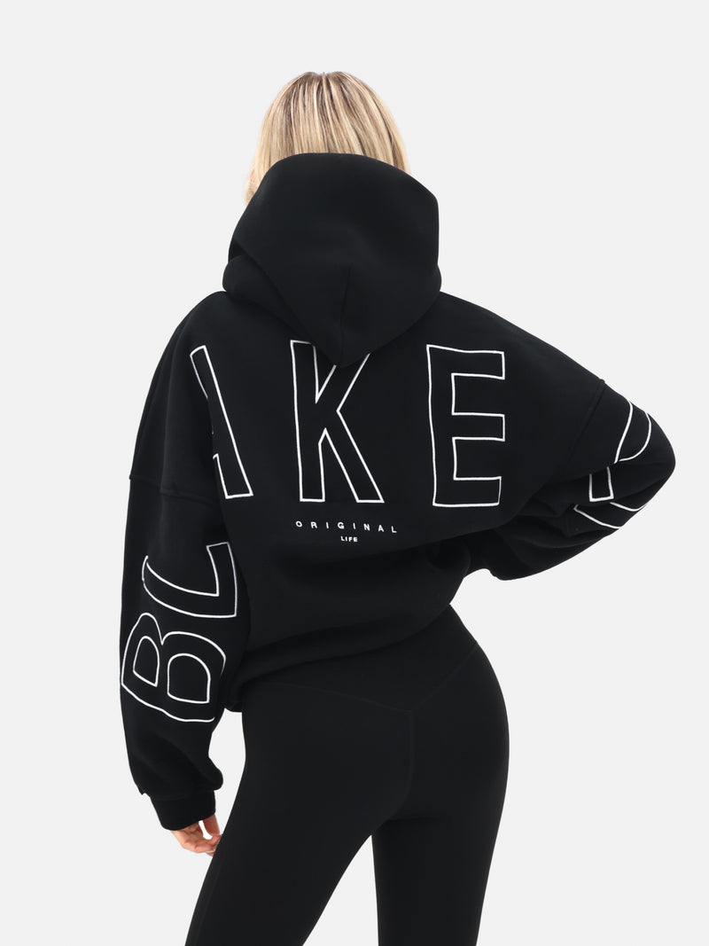 Embroidered Isabel Oversized Hoodie - Black