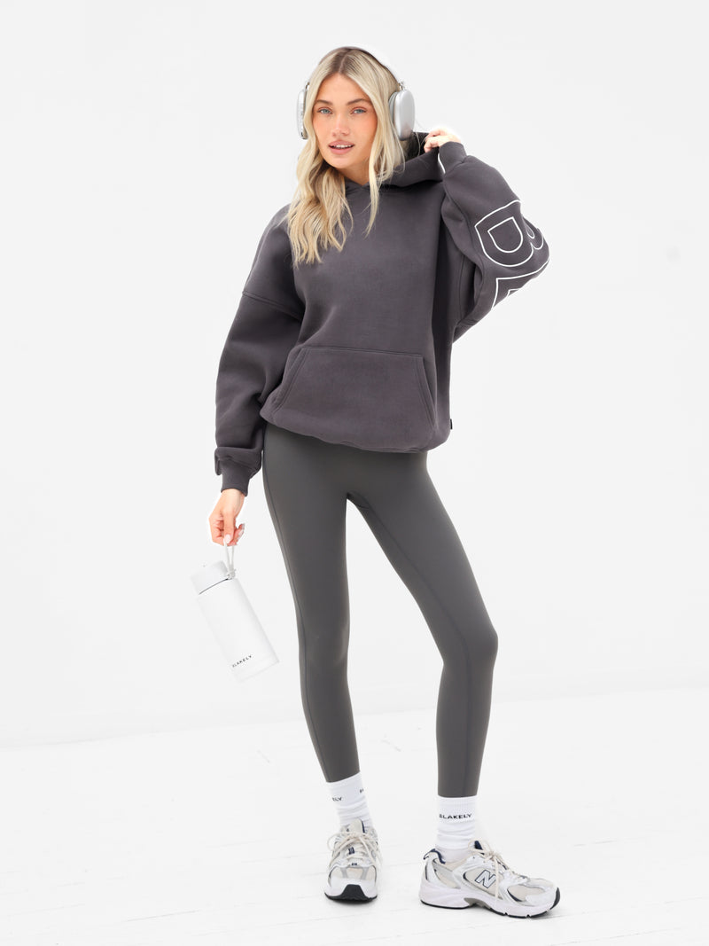 Embroidered Isabel Oversized Hoodie - Charcoal