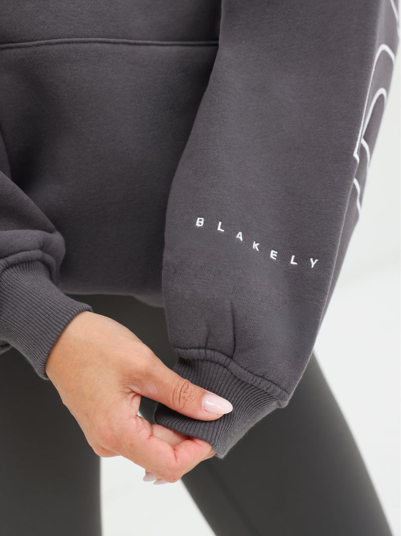 Embroidered Isabel Oversized Hoodie - Charcoal
