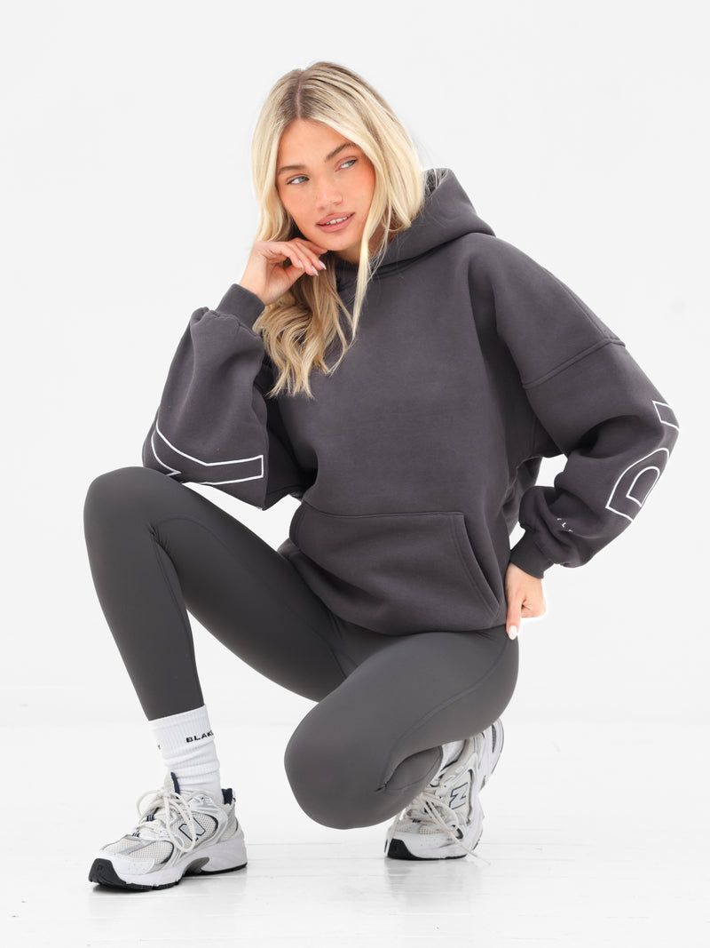Embroidered Isabel Oversized Hoodie - Charcoal