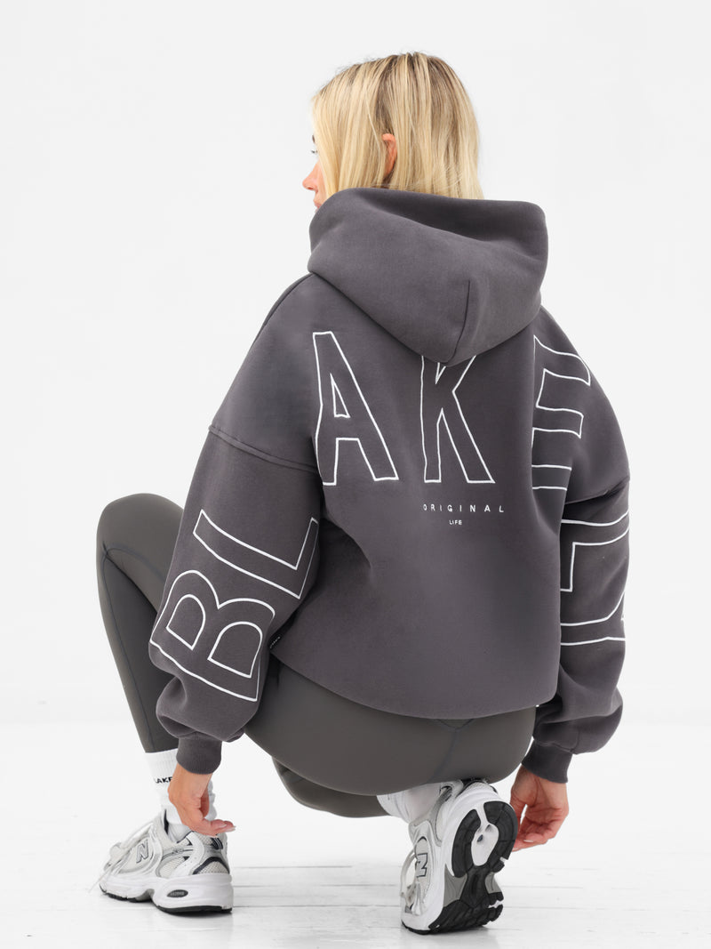 Embroidered Isabel Oversized Hoodie - Charcoal