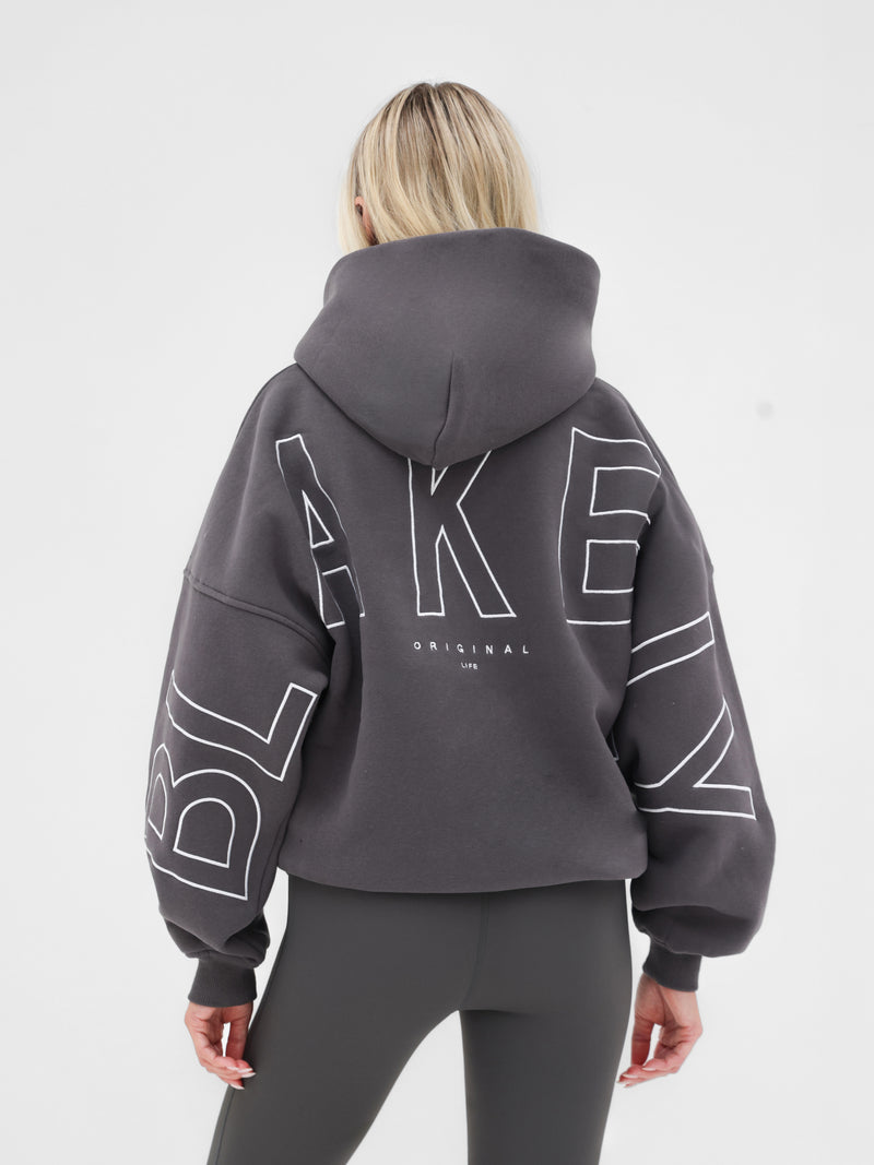 Embroidered Isabel Oversized Hoodie - Charcoal