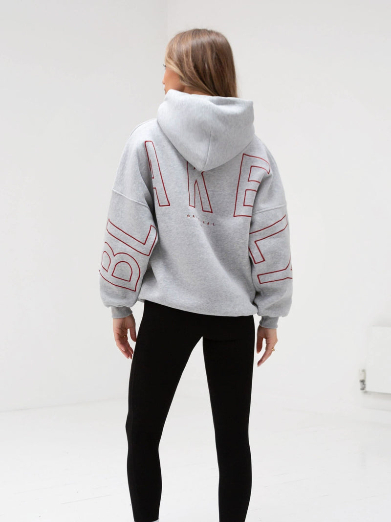 Embroidered Isabel Oversized Hoodie - Cherry Red