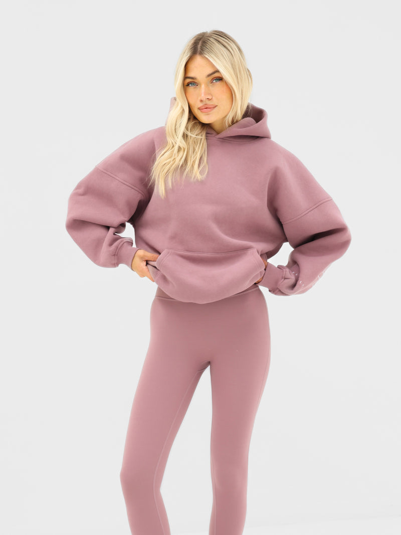Embroidered Isabel Oversized Hoodie - Dusty Pink