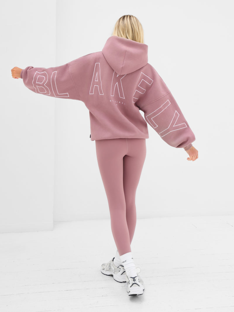 Embroidered Isabel Oversized Hoodie - Dusty Pink