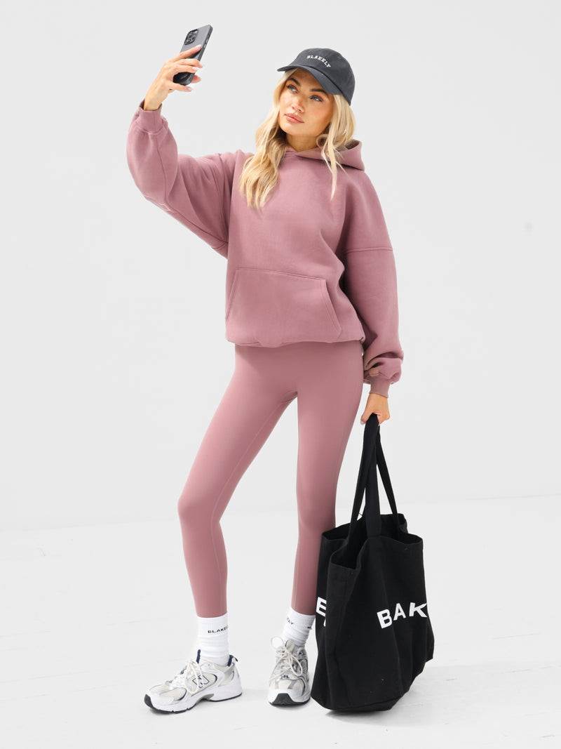 Embroidered Isabel Oversized Hoodie - Dusty Pink