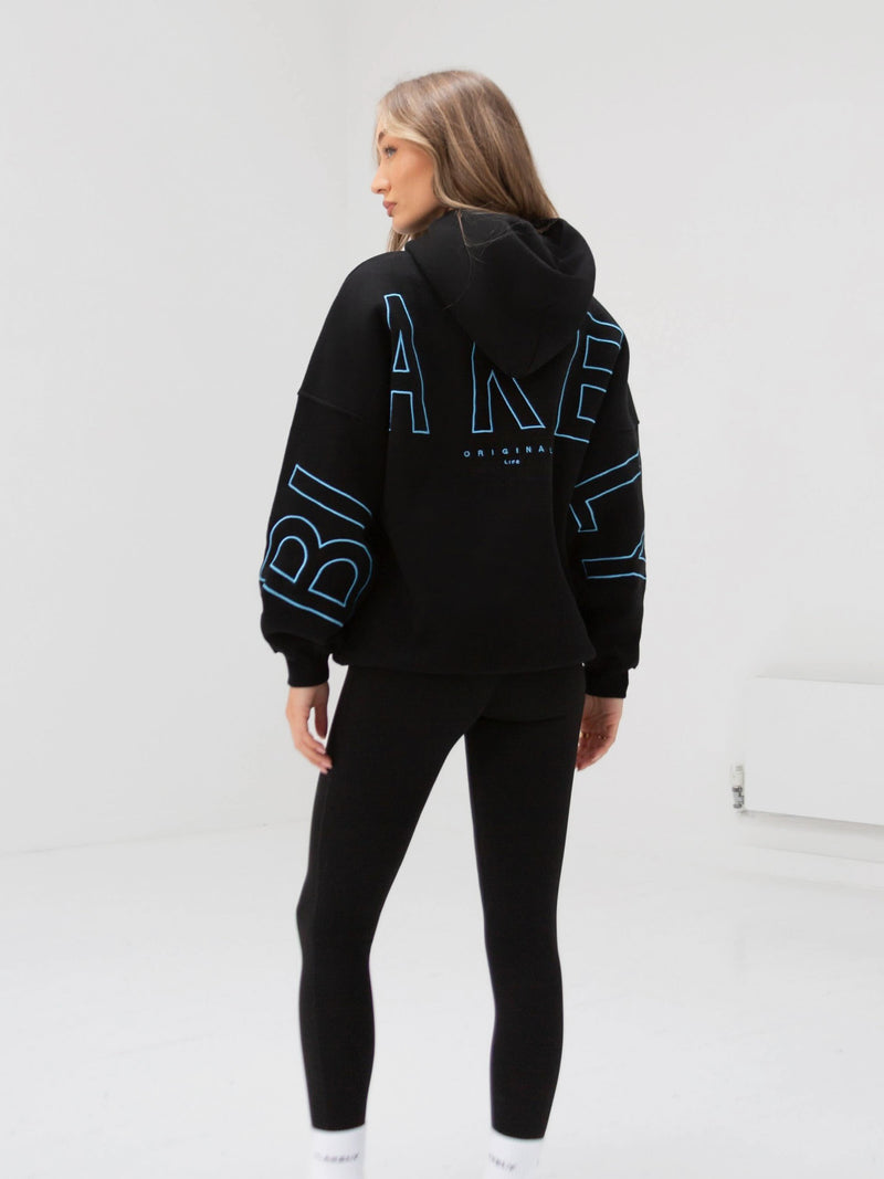 Embroidered Isabel Oversized Hoodie - Electric Blue