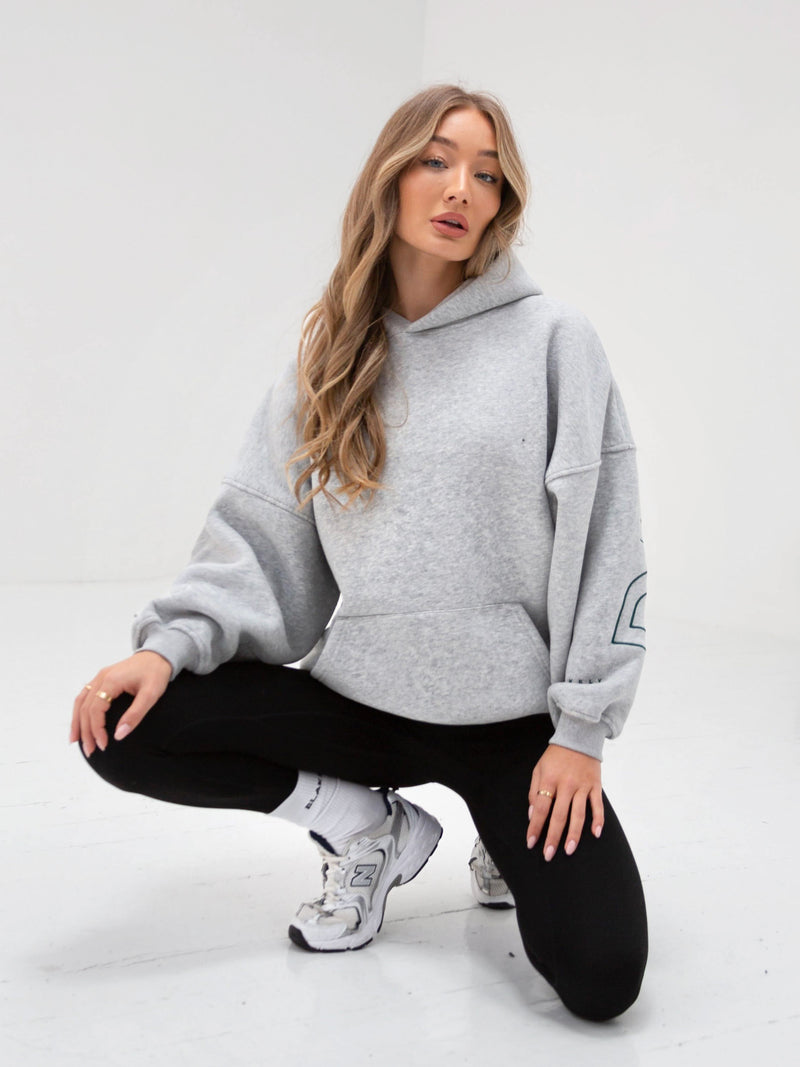 Embroidered Isabel Oversized Hoodie - Midnight Teal