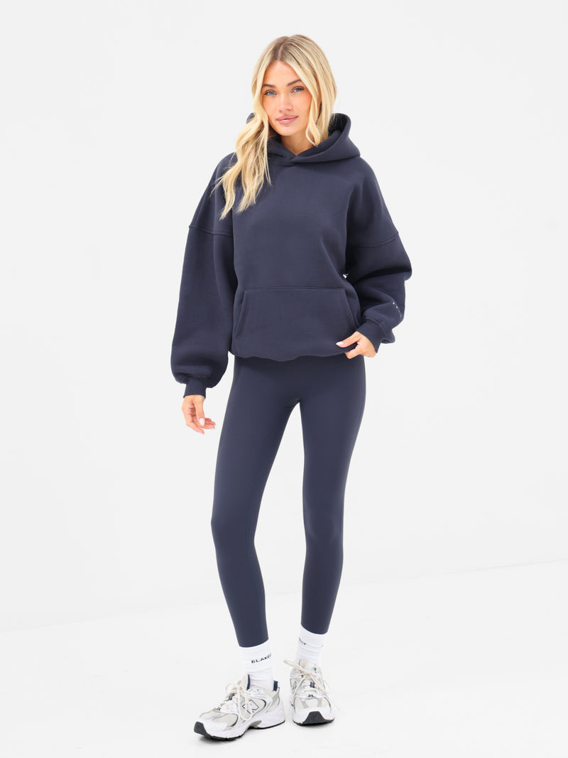 Embroidered Isabel Oversized Hoodie - True Navy
