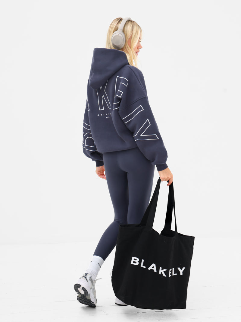 Embroidered Isabel Oversized Hoodie - True Navy