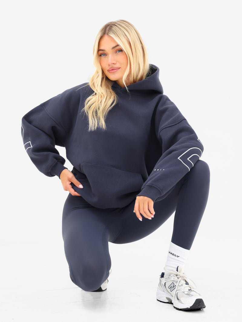 Embroidered Isabel Oversized Hoodie - True Navy
