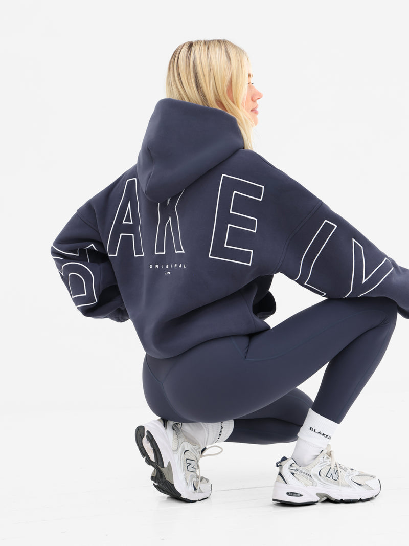 Embroidered Isabel Oversized Hoodie - True Navy
