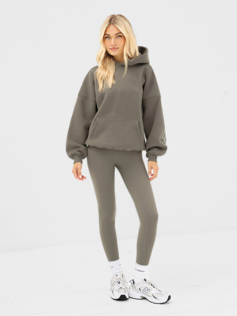 Embroidered Isabel Oversized Hoodie - Safari Green