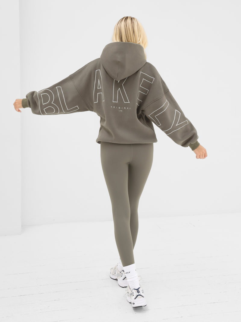 Embroidered Isabel Oversized Hoodie - Safari Green