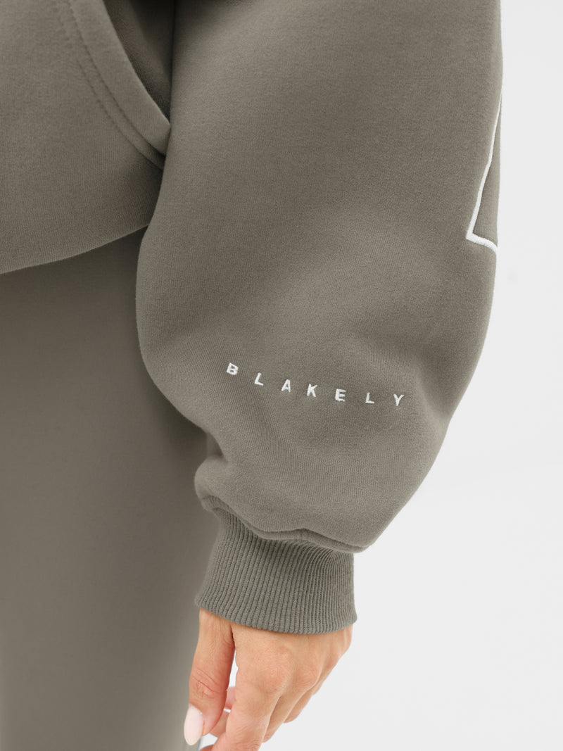 Embroidered Isabel Oversized Hoodie - Safari Green