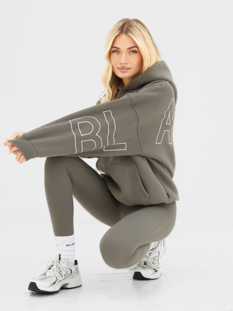 Embroidered Isabel Oversized Hoodie - Safari Green
