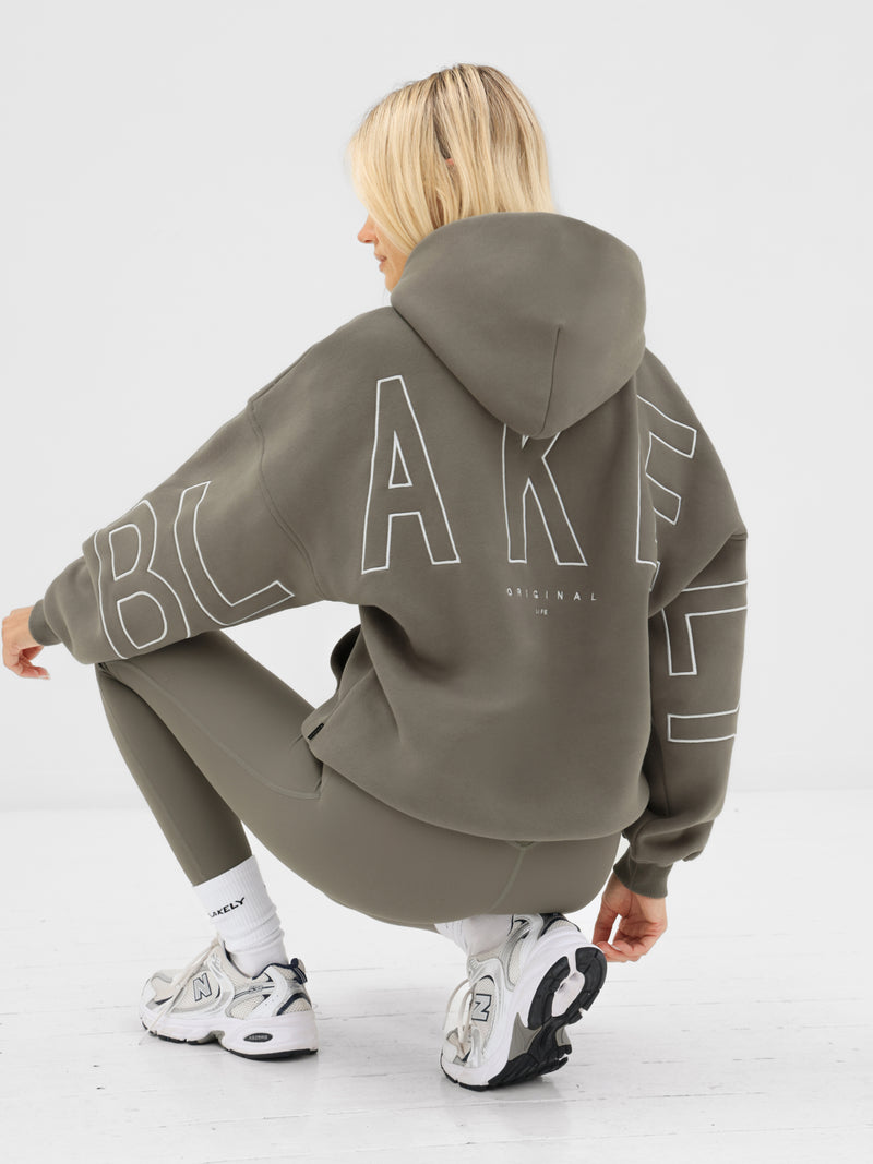 Embroidered Isabel Oversized Hoodie - Safari Green