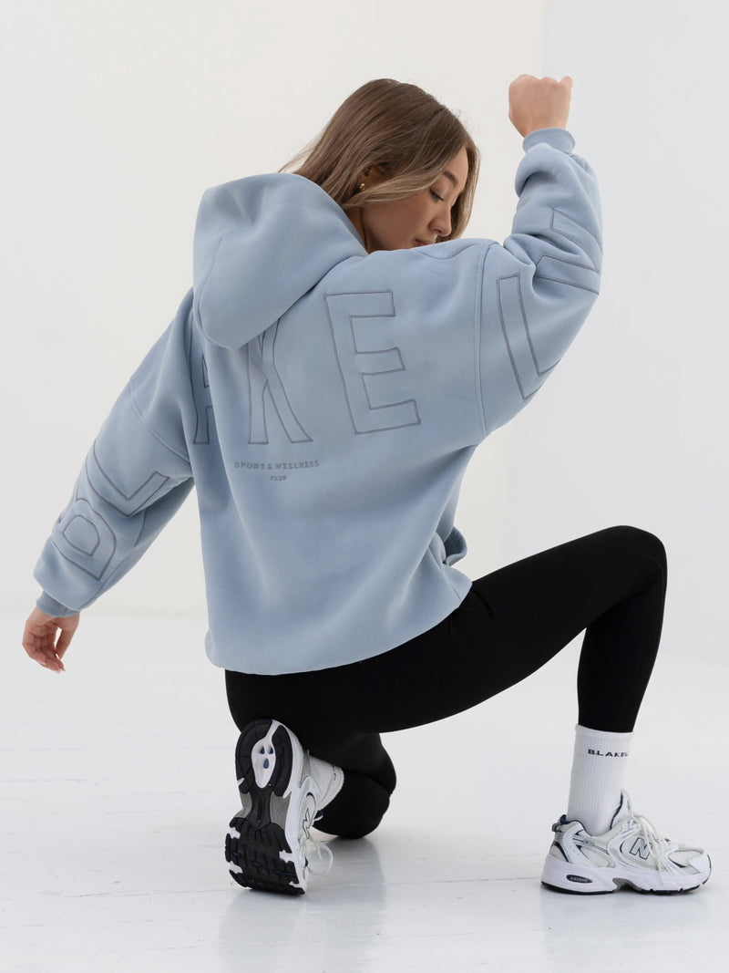 Embroidered Isabel Oversized Hoodie - Ice Blue