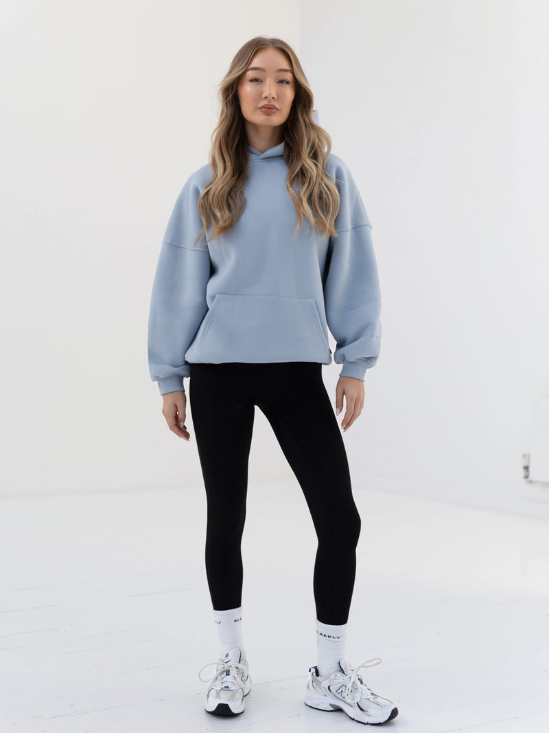 Embroidered Isabel Oversized Hoodie - Ice Blue