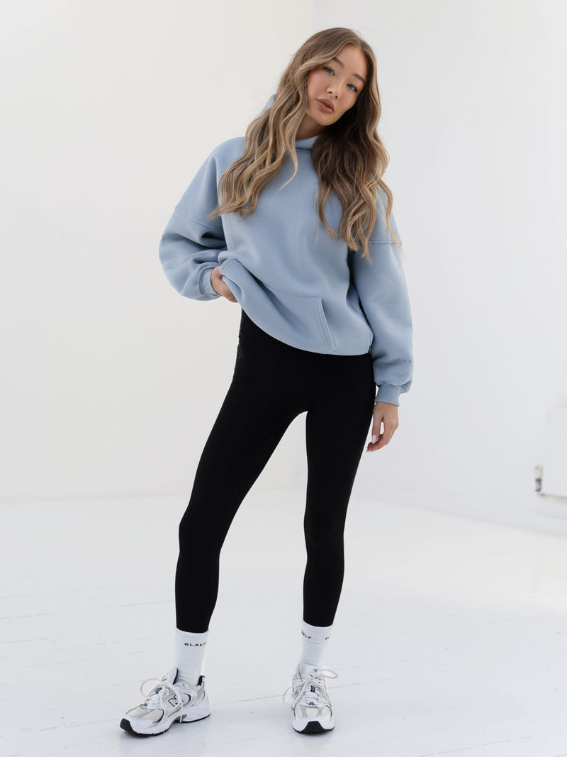 Embroidered Isabel Oversized Hoodie - Ice Blue