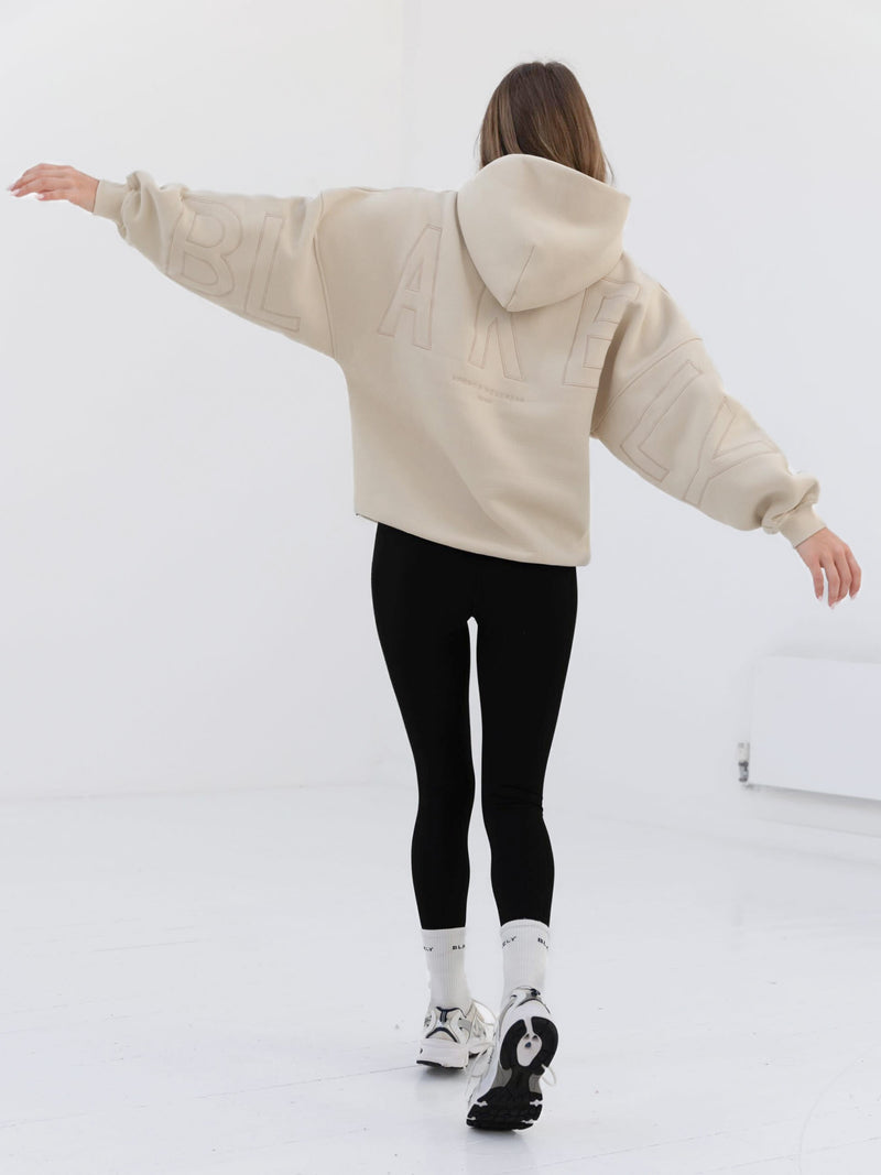 Embroidered Isabel Oversized Hoodie - Bone