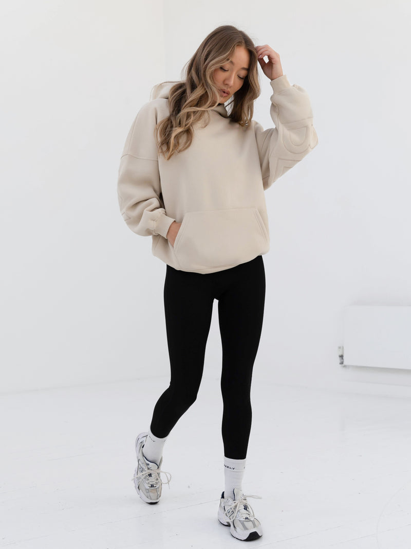 Embroidered Isabel Oversized Hoodie - Bone