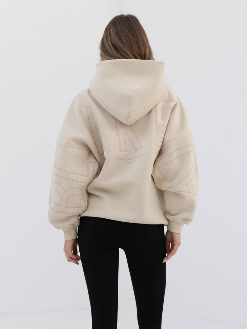 Embroidered Isabel Oversized Hoodie - Bone