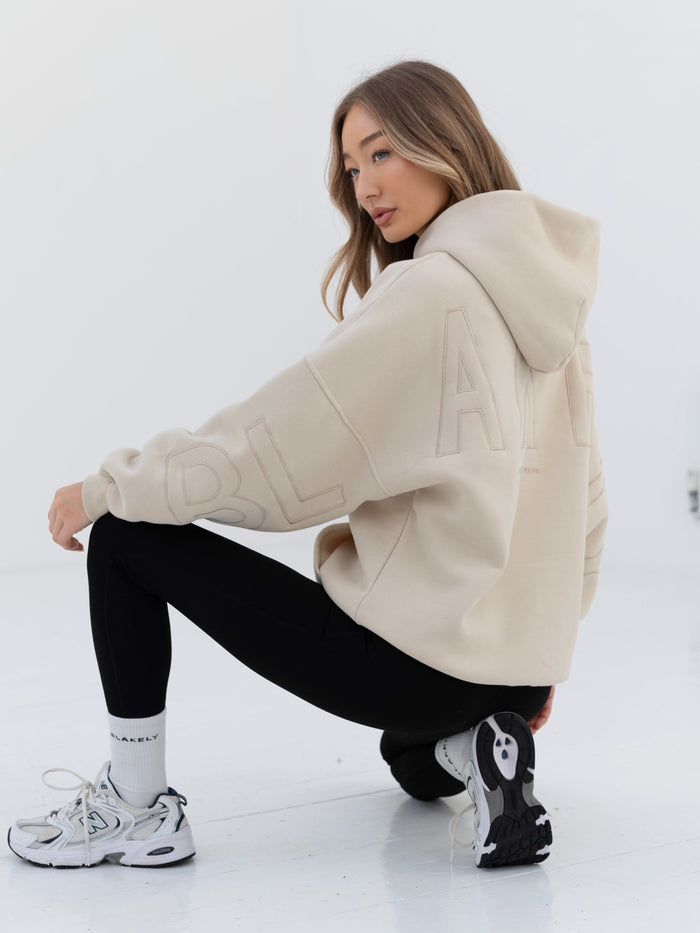 Embroidered Isabel Oversized Hoodie - Bone