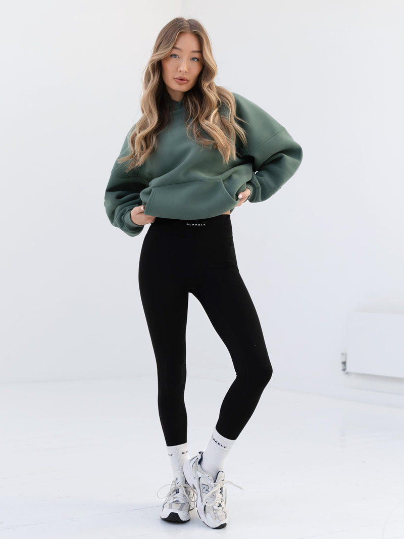 Embroidered Isabel Oversized Hoodie - Moss Green